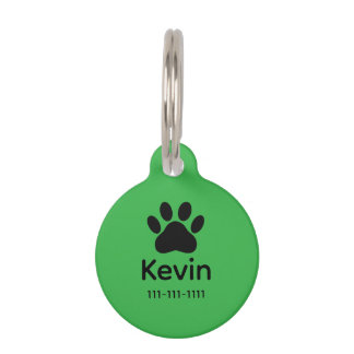 Dog Paw Print Personalized Name Pet Tag