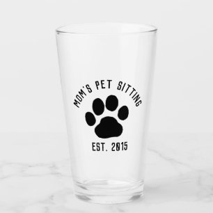 Dog Paw Print Personalized Pet Lover's Drinking Glass