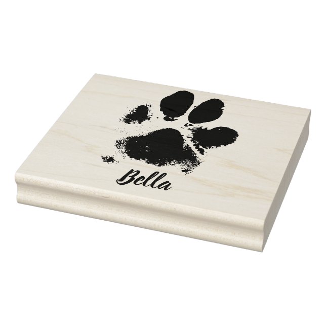 Dog Paw Print Personalized Pet Name and Impression Rubber Stamp (Stamp)