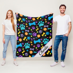 Dog Paw Print Pet Fleece Blanket