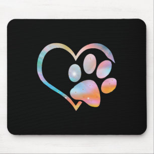 Dog Paw Print Psychedelic Tie Dye English Bulldog  Mouse Pad