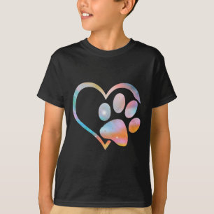 Dog Paw Print Psychedelic Tie Dye English Bulldog  T-Shirt