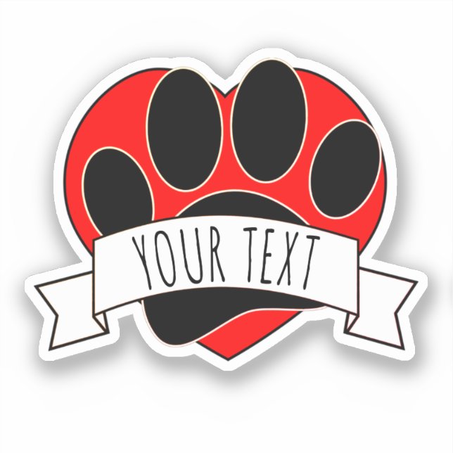 Dog Paw Print Red Heart Banner (Front)