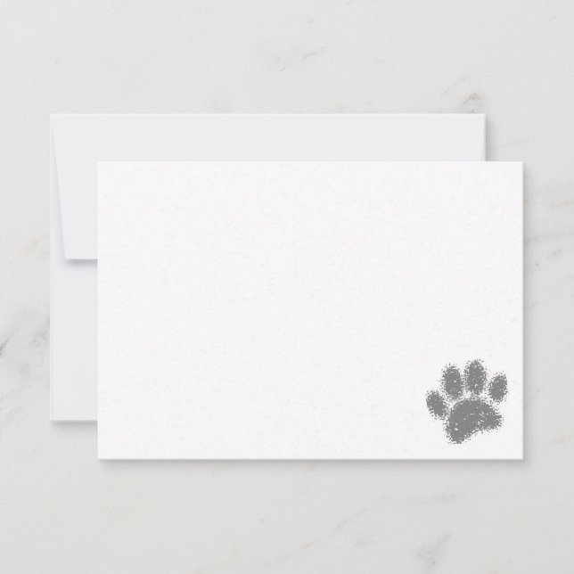 Dog Paw Print Rubber Stamp Effect Blank Card (Front)