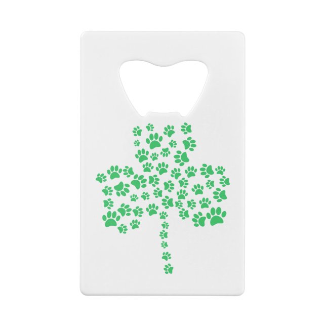 Dog Paw Print Shamrock Credit Card Bottle Opener (Back)