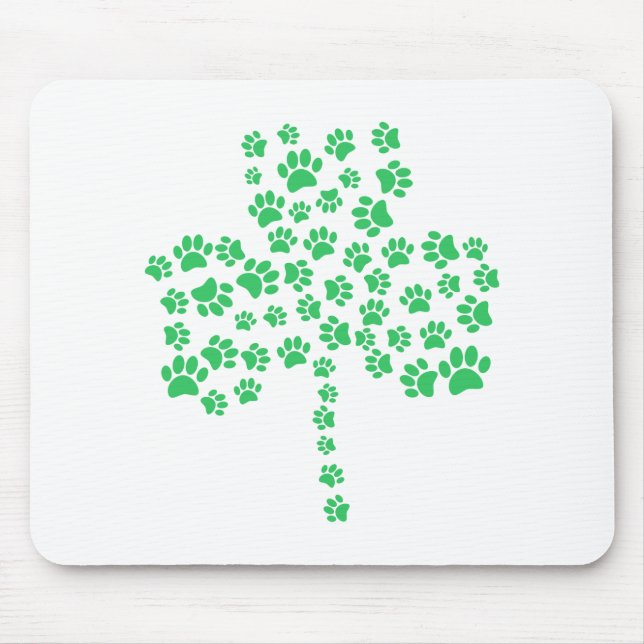 Dog Paw Print Shamrock Mouse Pad (Front)