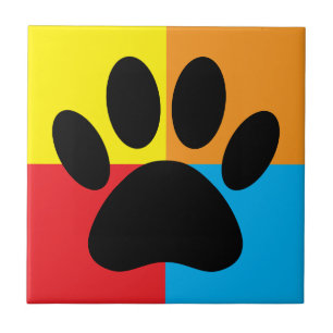 Dog Paw Print Vivid Colours Custom Tile