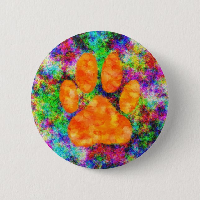 Dog Paw Print Watercolor 2 Inch Round Button (Front)