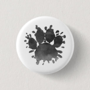 Dog Paw Print Watercolor Canine Paw 1 Inch Round Button