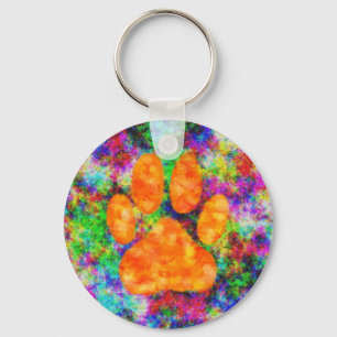 Dog Paw Print Watercolor Keychain