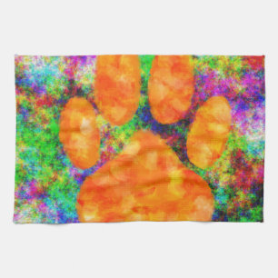 Dog Paw Print Watercolor Kitchen Towel