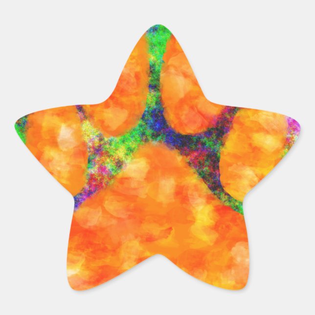 Dog Paw Print Watercolor Star Sticker (Front)
