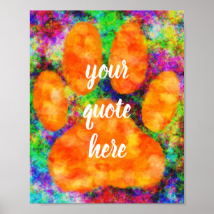 Dog Paw Print Watercolor With Custom Text