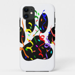 Dog Paw Print With Confetti And Streamer iPhone 11 Case