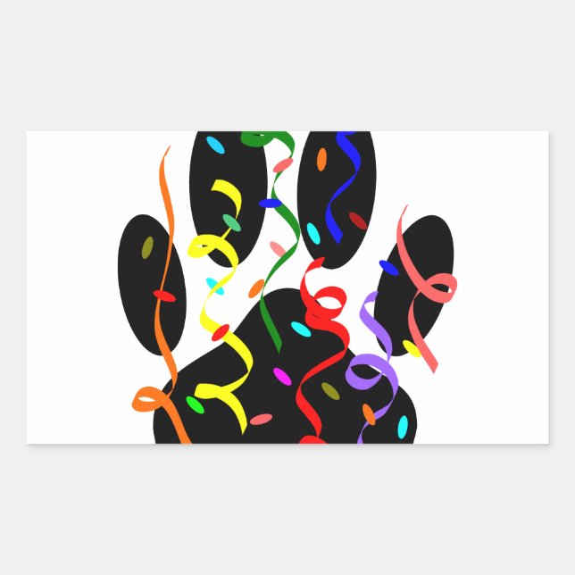 Dog Paw Print With Confetti And Streamer Sticker (Front)