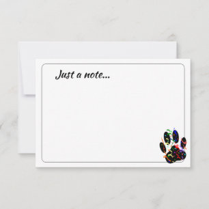 Dog Paw Print With Confetti Streamer Just a Note Card