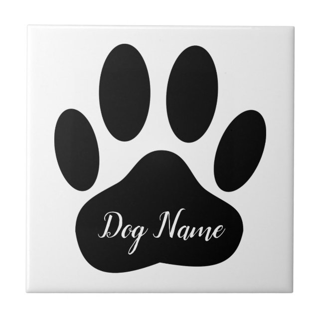 Dog Paw Print With Custom Name Canine Tile (Front)