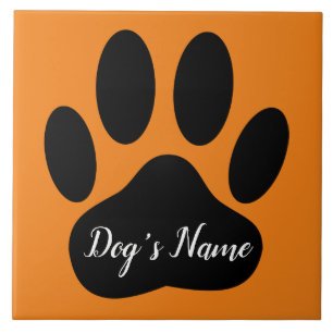 Dog Paw Print With Custom Name Pet Tile