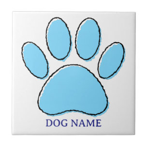 Dog Paw Print With Custom Name Tile