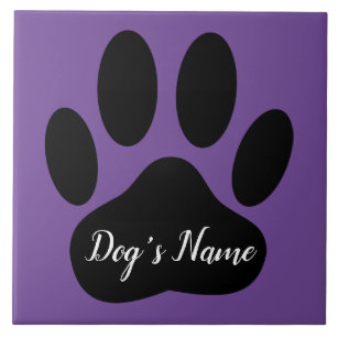 Dog Paw Print With Custom Name Tile