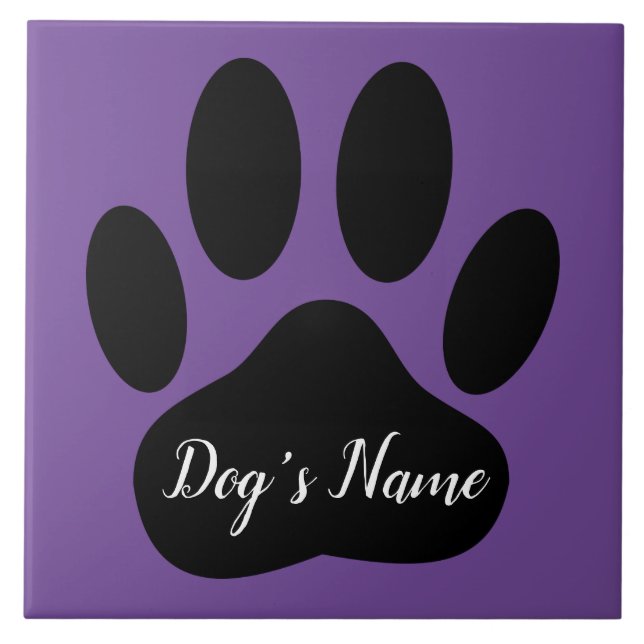 Dog Paw Print With Custom Name Tile (Front)