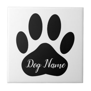 Dog Paw Print With Custom Name Tile