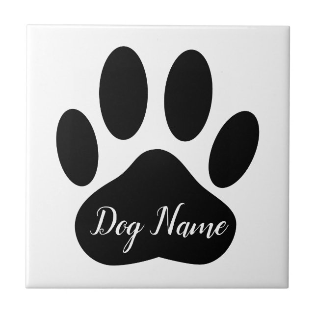 Dog Paw Print With Custom Name Tile (Front)