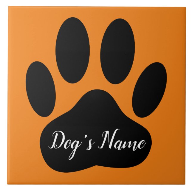 Dog Paw Print With Custom Name Tile (Front)