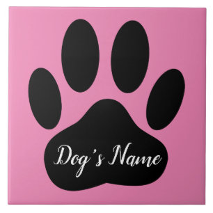 Dog Paw Print With Custom Name Tile