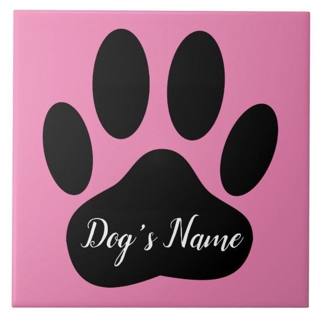 Dog Paw Print With Custom Name Tile (Front)