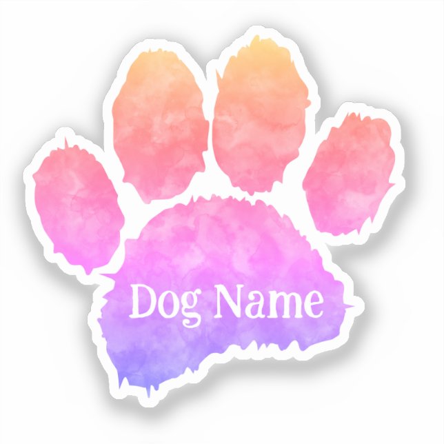 Dog Paw Print With Custom Name Watercolor (Front)