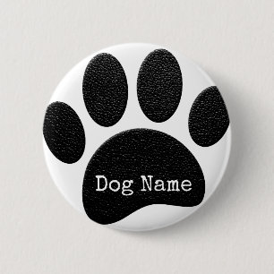 Dog Paw Print With Custom Typewriter Name 2 Inch Round Button