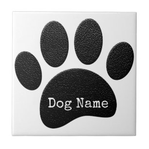 Dog Paw Print With Custom Typewriter Name Tile