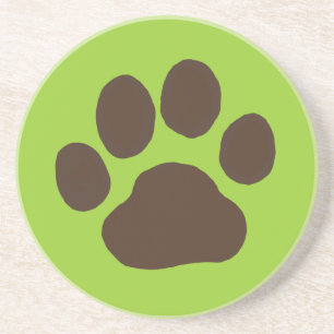 Dog Paw Print with Customizable Background Colour Coaster