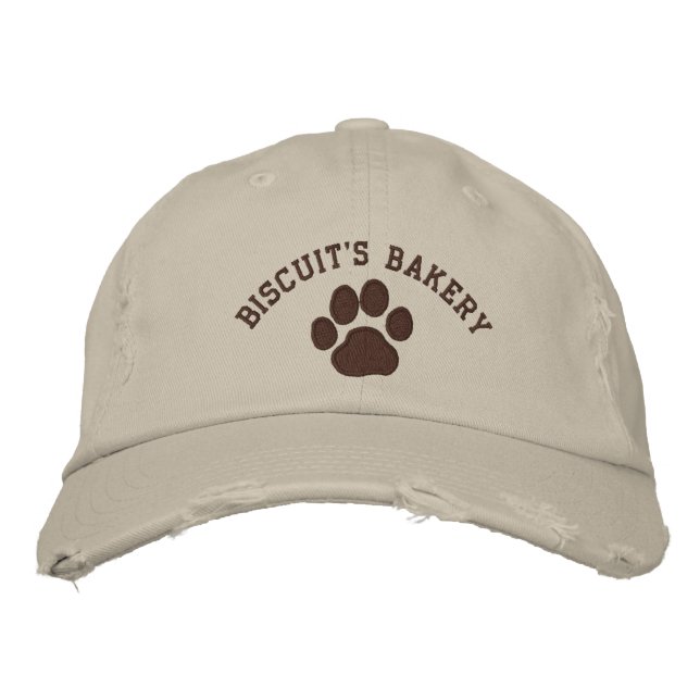 Dog Paw Print with Customizable Text & Colours Embroidered Hat (Front)