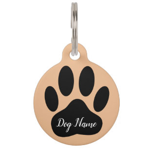 Dog Paw Print With Editable Name Pet Tag