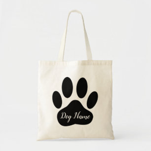 Dog Paw Print With Editable Name Tote Bag