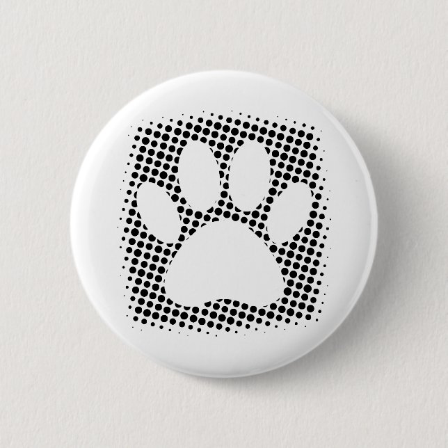 Dog Paw Print With Halftone Background 2 Inch Round Button (Front)