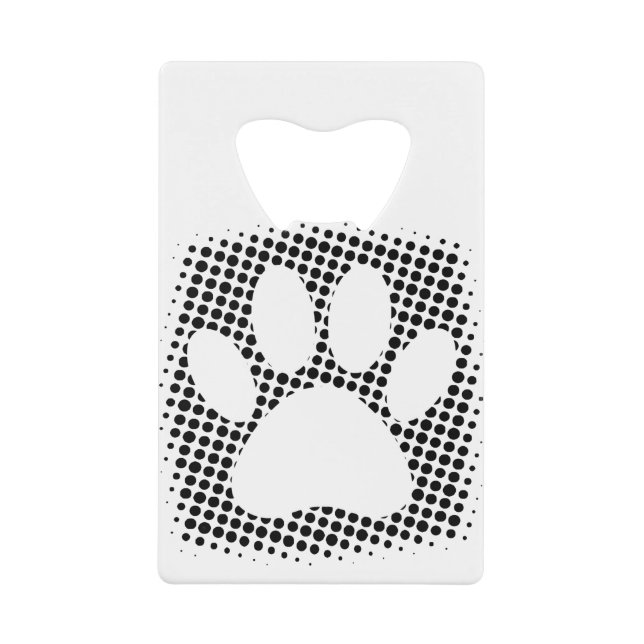 Dog Paw Print With Halftone Background Credit Card Bottle Opener (Front)