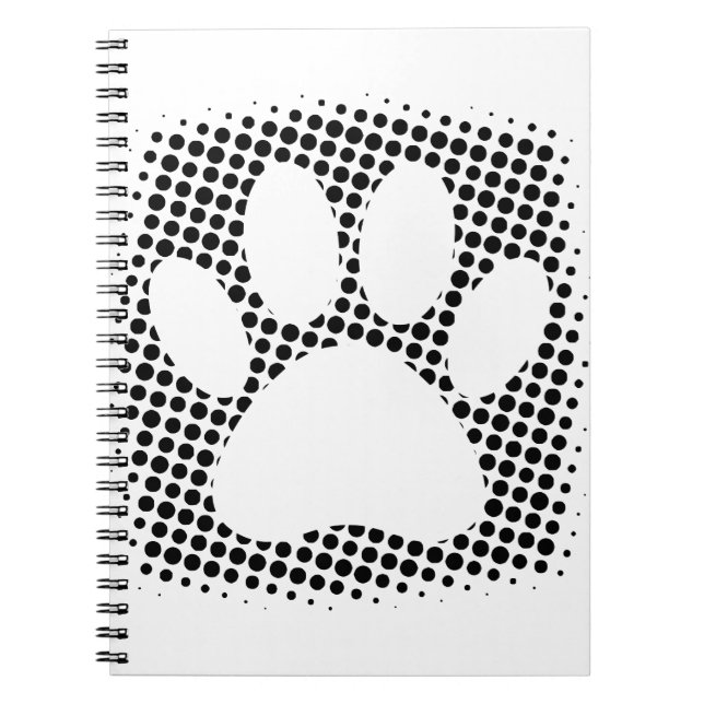 Dog Paw Print With Halftone Background Notebook (Front)