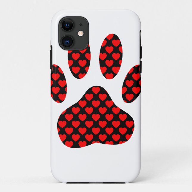 Dog Paw Print With Hearts Case-Mate iPhone Case (Back)