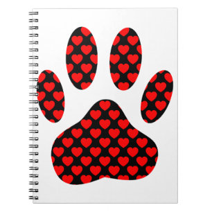 Dog Paw Print With Hearts Notebook