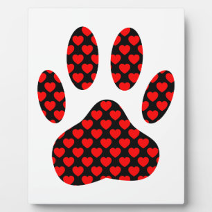 Dog Paw Print With Hearts Plaque