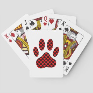 Dog Paw Print With Hearts Playing Cards