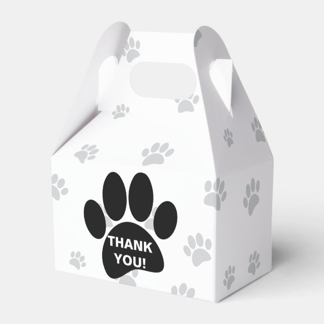 Dog Paw Print With Thank You Message Favor Box (Back Side)