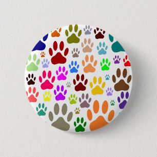Dog Paw Prints All Over 2 Inch Round Button