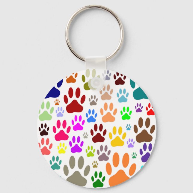 Dog Paw Prints All Over Keychain (Front)