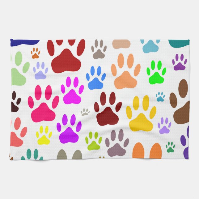 Dog Paw Prints All Over Kitchen Towel (Horizontal)