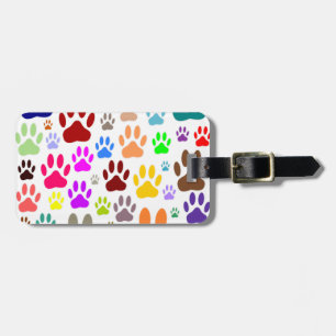 Dog Paw Prints All Over Luggage Tag
