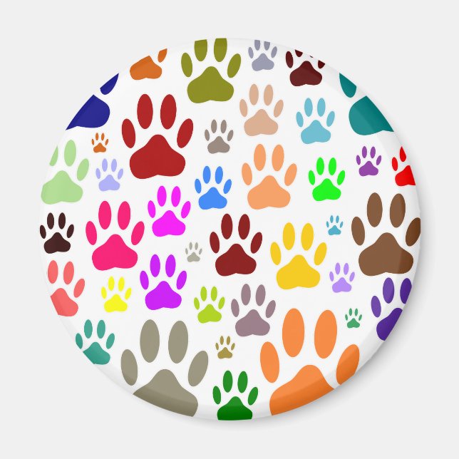 Dog Paw Prints All Over Magnet (Front)